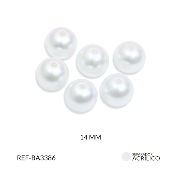 Separador acrílico imitación perla blanco 14mm paquete x20 gramos