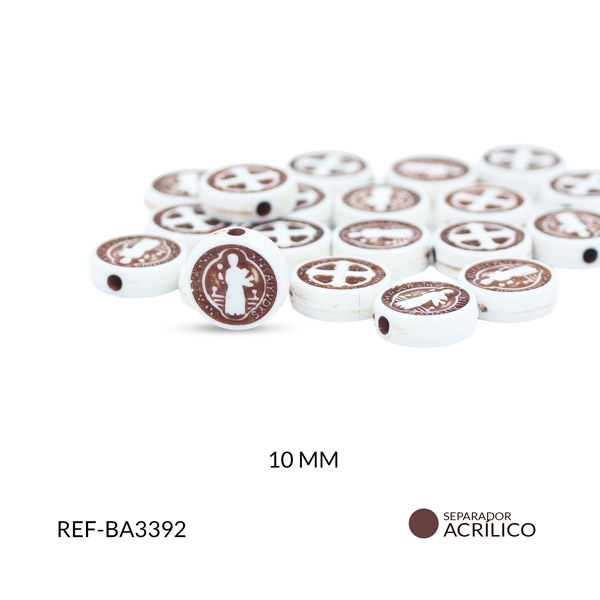 Separador acrílico san benito blanco y café 10mm paquete x20 gramos