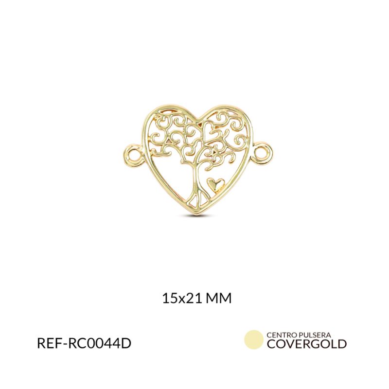 Centro pulsera covergold corazon árbol de la vida 15x21mm