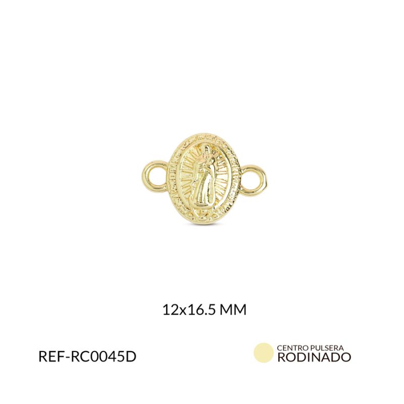 Centro pulsera covergold ovalado virgen de guadalupe 12x16.5mm x unidad