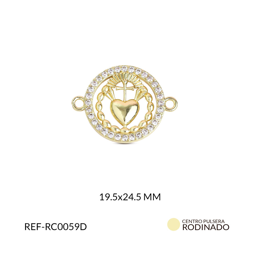 Centro pulsera redondo sagrado corazón circones 19.5x24.5mm x unidad