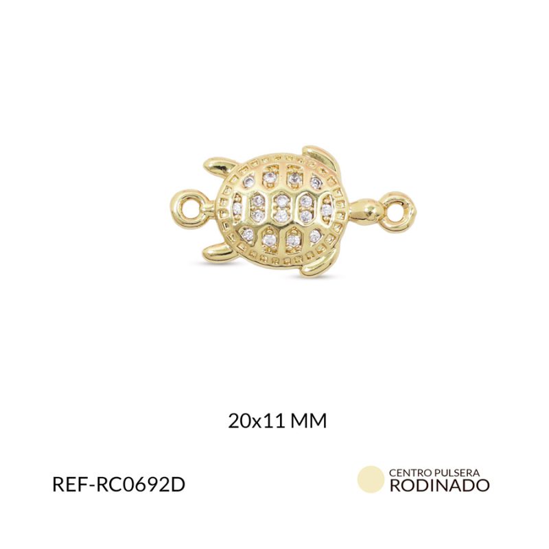 Centro pulsera rodinado tortuga 20x11mm x und