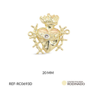 Centro pulsera rodinado corazón 20mm x und