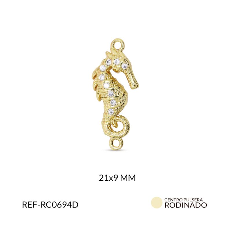 Centro pulsera rodinado caballito de mar 21x9mm x und