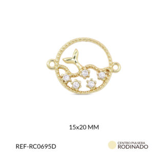 Centro pulsera rodinado cola de sirena 15x20mm x und