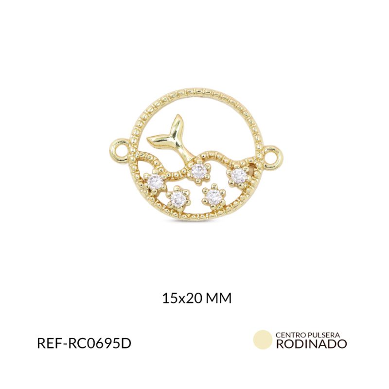 Centro pulsera rodinado cola de sirena 15x20mm x und