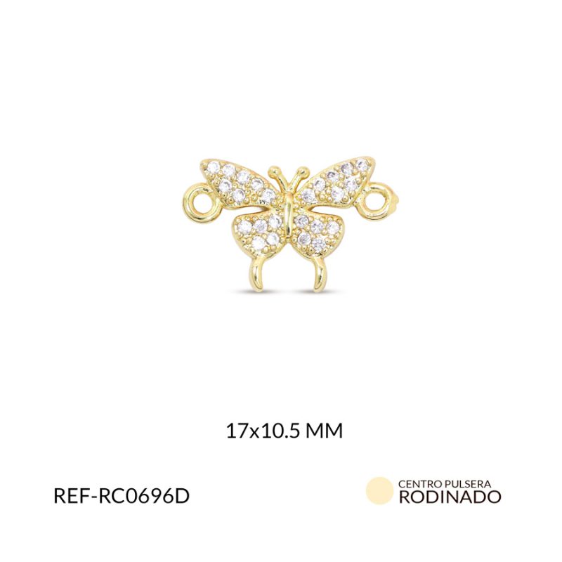 Centro pulsera rodinado mariposa 17x10.5mm x und