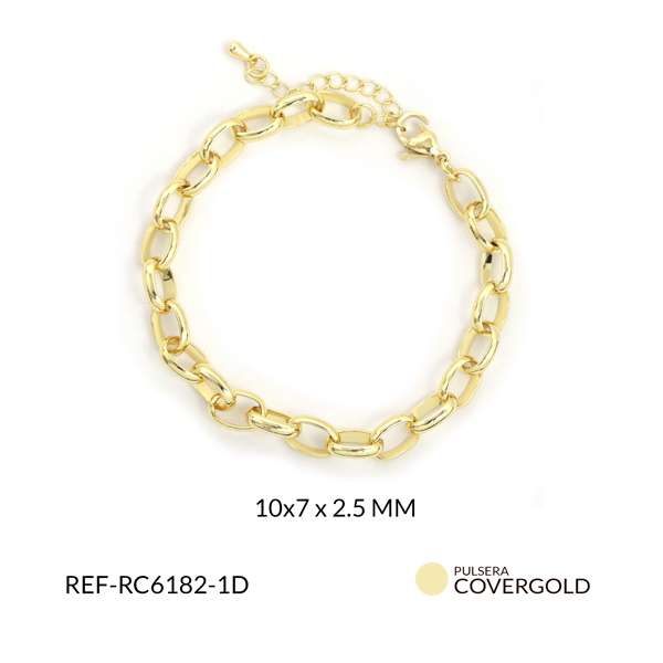 Pulsera covergold eslabón ovalado 10x7x2.5 con extensión x unidad
