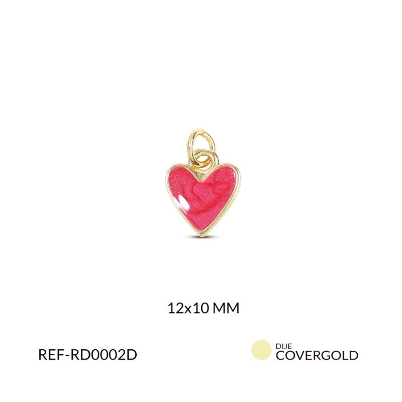 Dije corazon covergold resina fucsia 12x10mm