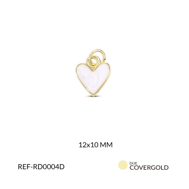 Dije corazon covergold resina blanca 12x10mm x unidad