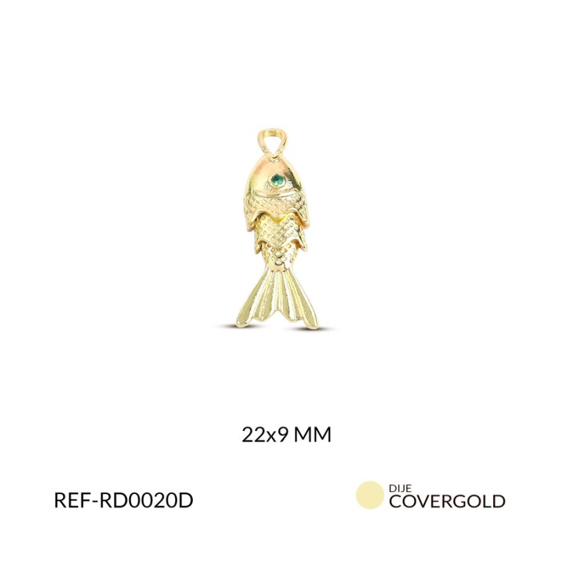 Dije covergold pez dorado 22x9mm x unidad