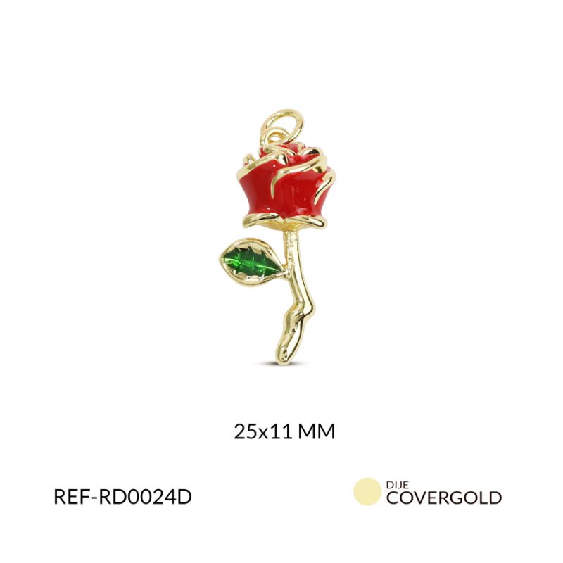 Dije covergold rosa roja 25x11mm x unidad