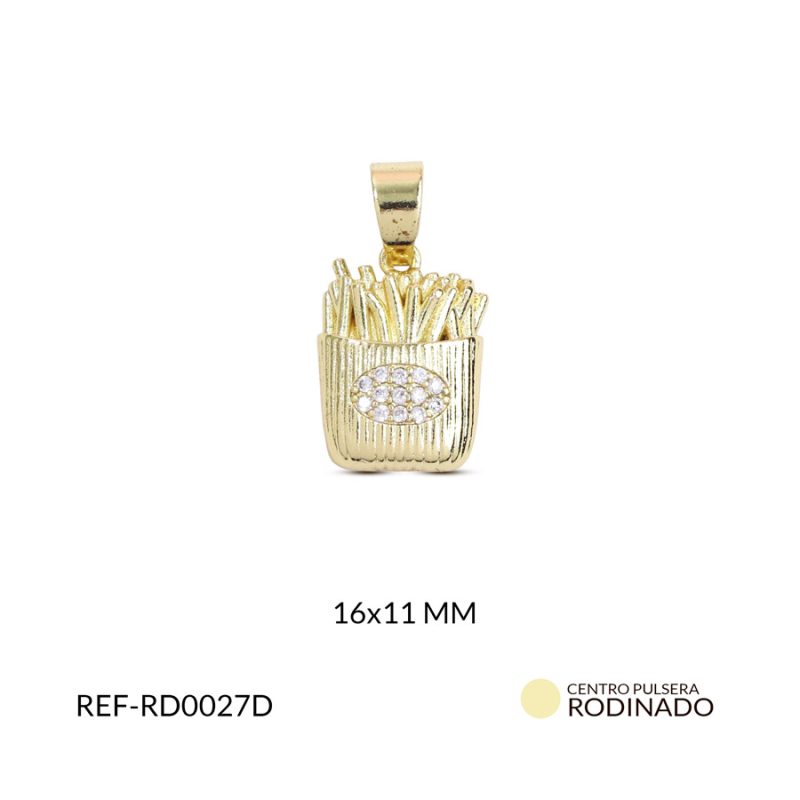 Dije rodinado patatas fritas circón plateado 16x11mm x unidad