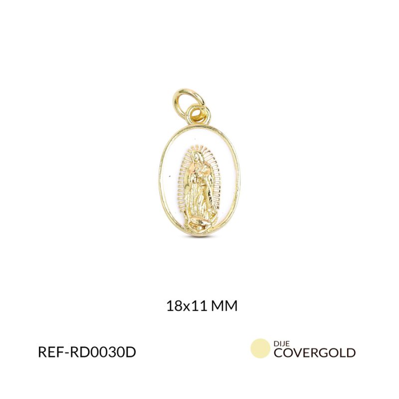 Dije covergold virgen de guadalupe resina blanca 18x11mm x unidad