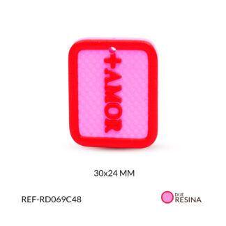 Dije separador resina + amor 30x24mm x und