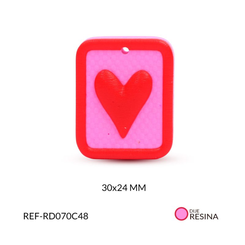Dije separador resina corazón 30x24mm x und
