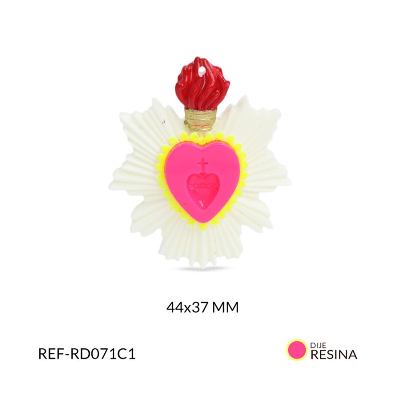 Dije resina sagrado corazón blanco 44x37mm x und