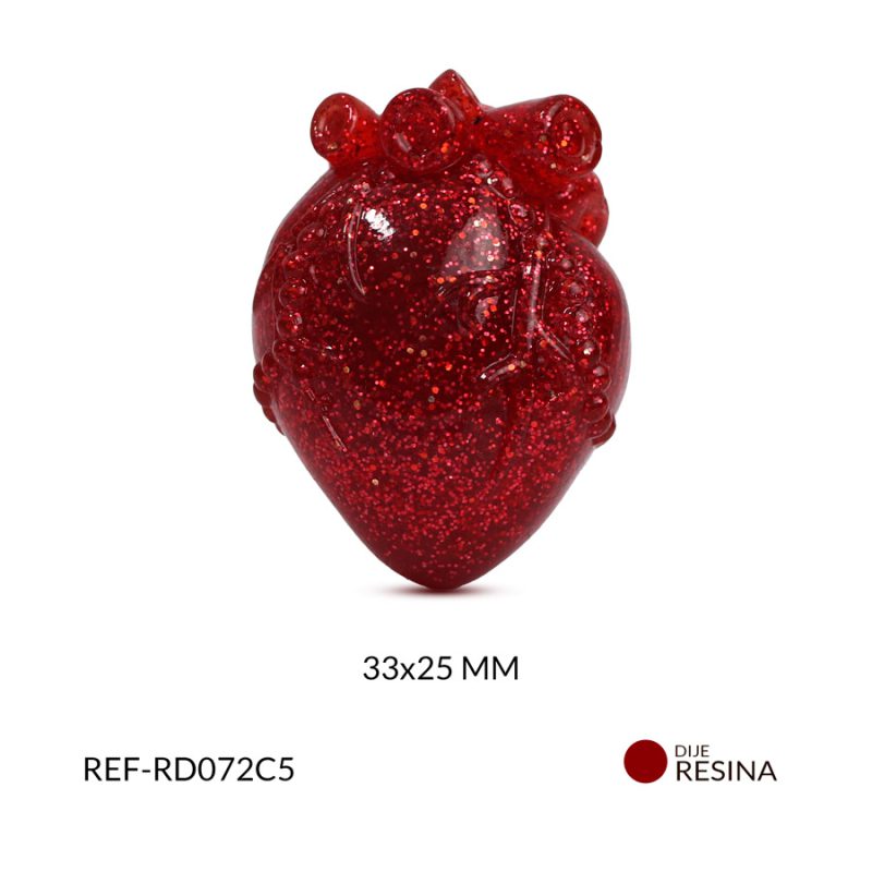 Dije resina corazón anatómico 33x25mm x und