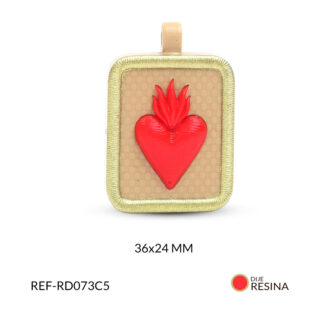 Dije resina sagrado corazón rojo 36x24mm x und