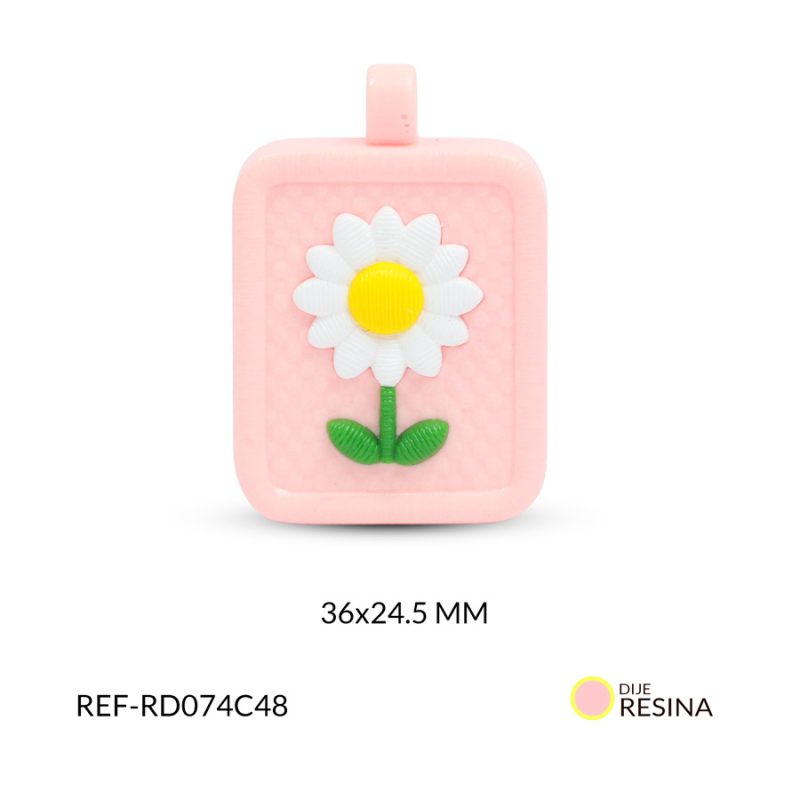 Dije resina margarita blanca 36x24.5mm x und