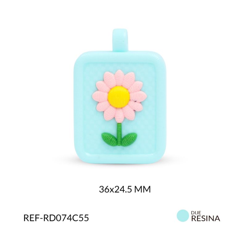 Dije resina margarita rosada 36x24.5mm x und