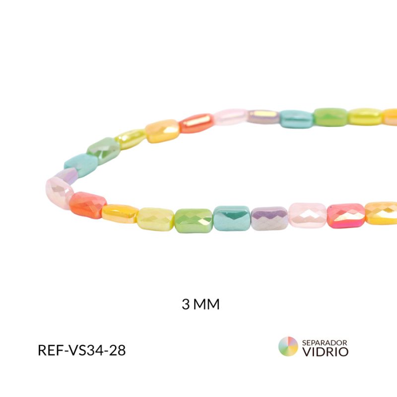 Separador vidrio mixto rectángulo facetado 7x4mm