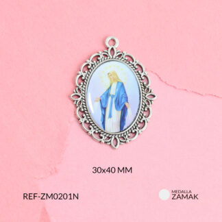 Medalla zamak virgen milagrosa 30x40mm x und