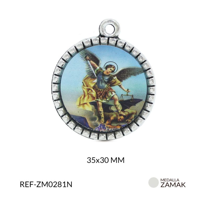 Medalla zamak san miguel arcángel 35x30mm x und