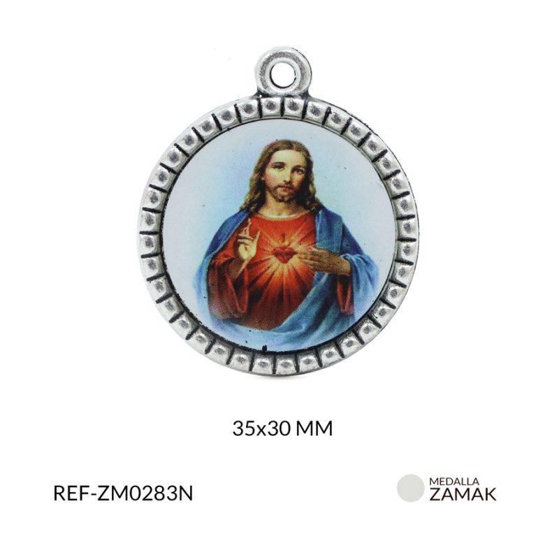Medalla zamak sagrado corazón de jesús 35x30mm x und