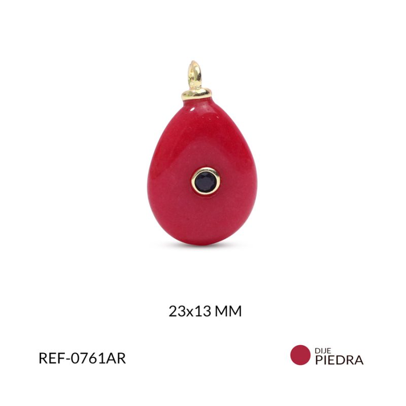 Dije en piedra natural ovalado ágata roja 23x13mm x und