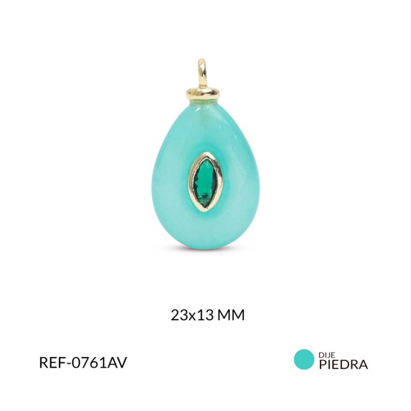 Dije en piedra natural ovalado ágata verde 23x13mm x und