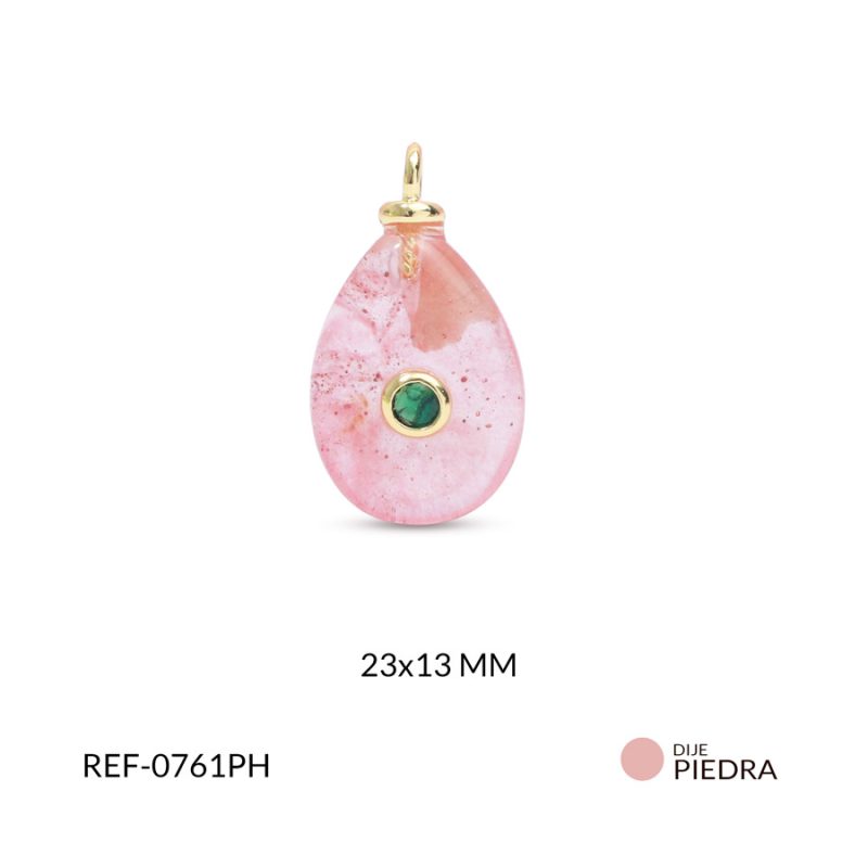 Dije en piedra natural ovalado cuarzo cherry 23x13mm x und