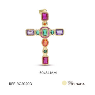 Cruz rodinada con circón mixto 50x34 mm x und