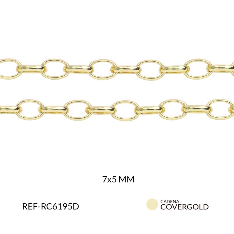 Cadena en covergold ovalada mediana 7x5mm x metro