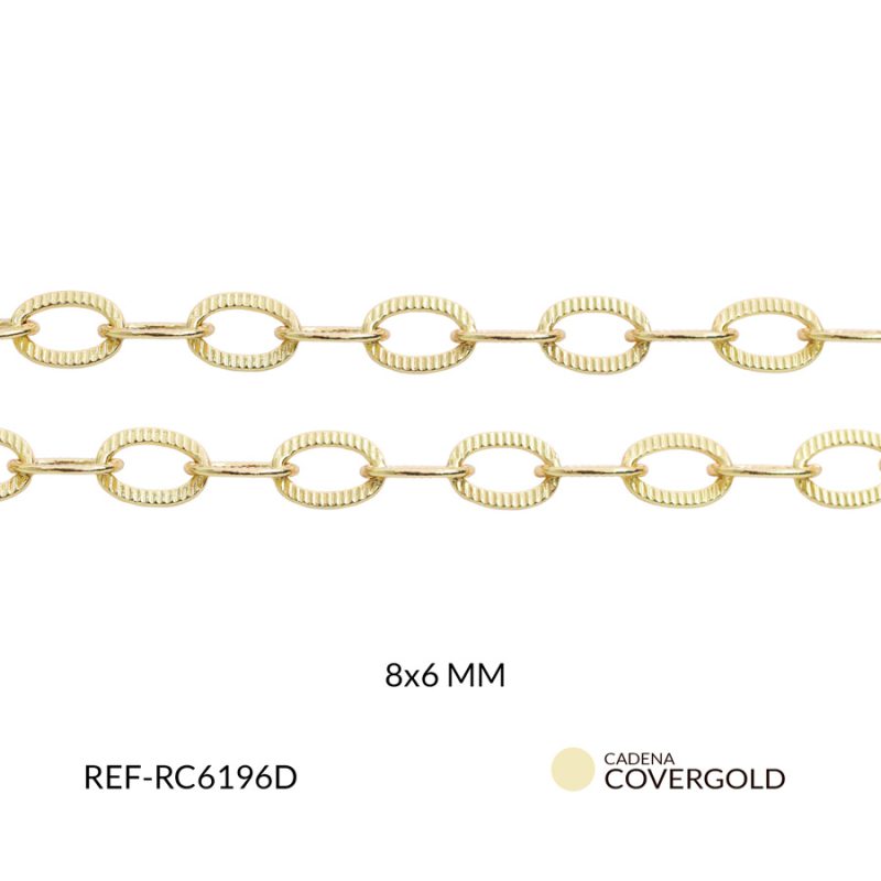 Cadena en covergold ovalada calada 8x6mm x metro