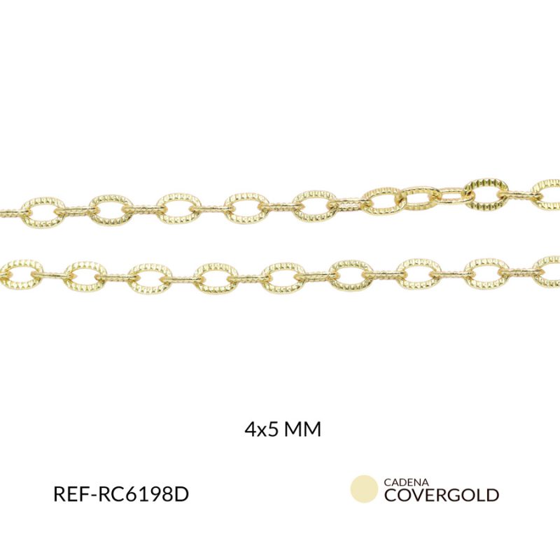 Cadena en covergold ovalada calada pequeña 4x5mm x metro