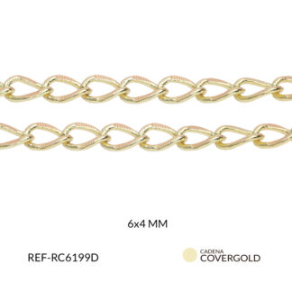 Cadena en covergold cubana ovalada 6x4mm x metro