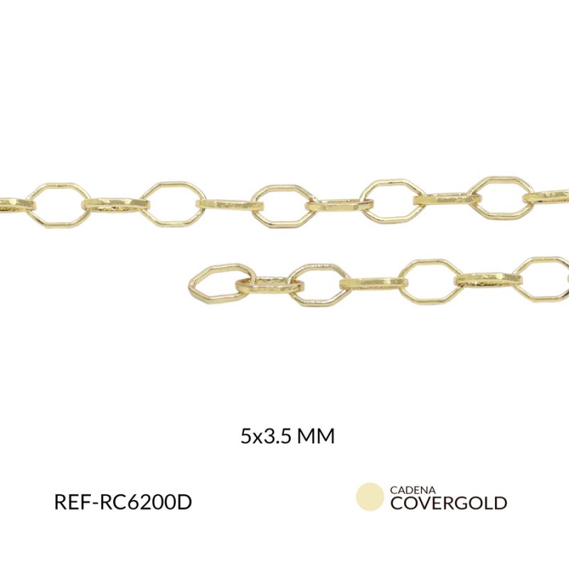 Cadena en covergold exhagono delgada 5x3.5mm x metro