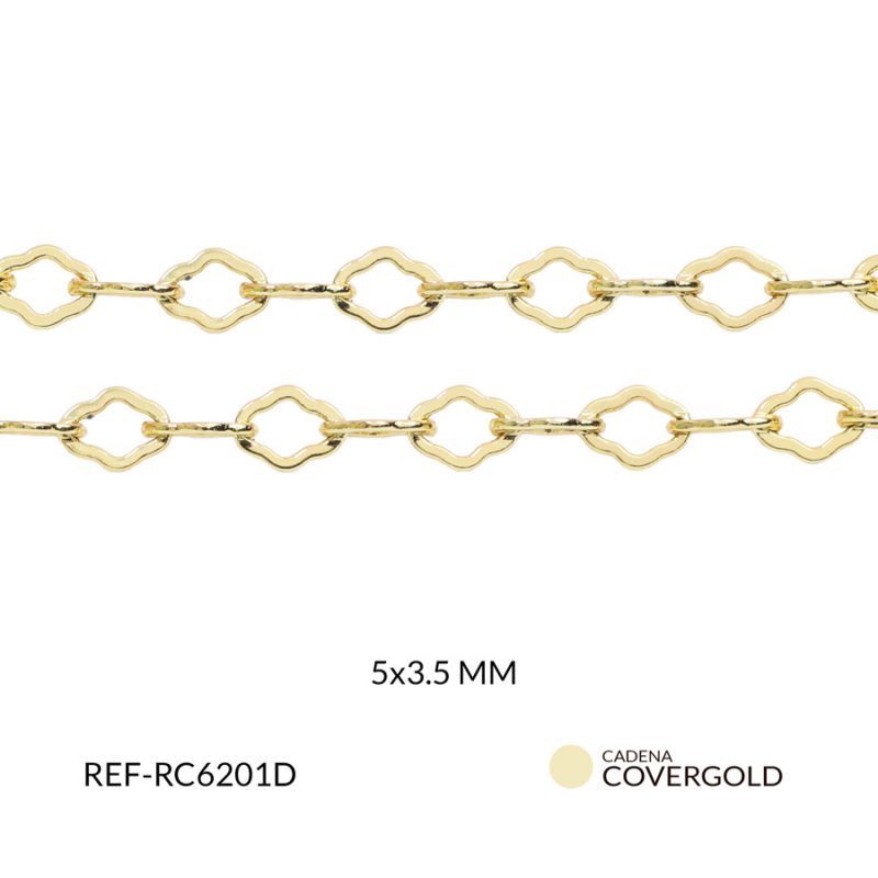 Cadena en covergold eslabón rombo pequeña 5x3.5mm x metro