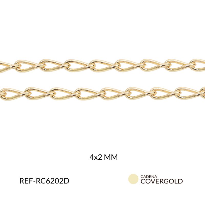 Cadena en covergold cubana delgada 4x2mm x metro
