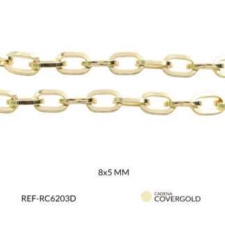 Cadena en covergold ovalado plano 8x5mm x metro