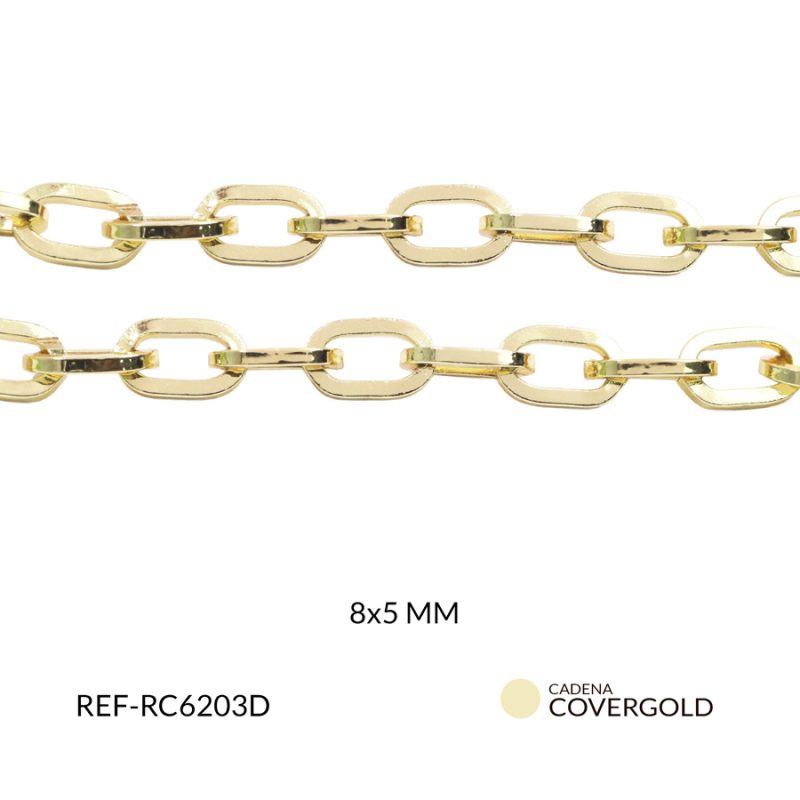 Cadena en covergold ovalado plano 8x5mm x metro