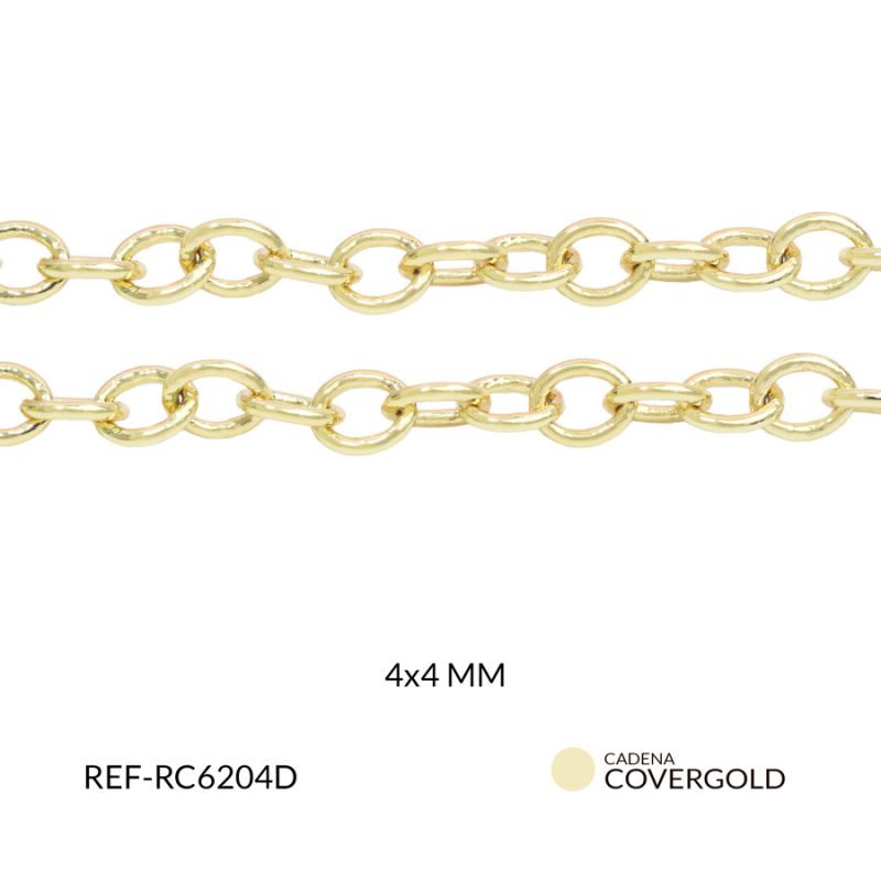 Cadena en covergold eslabón redondo 4x4mm x metro