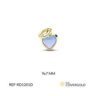 Dije corazón en covergold con circón Azul 9x7mm x und