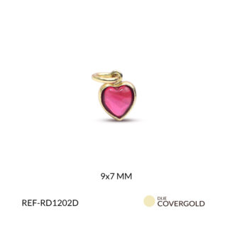 Dije corazón en covergold con circón fucsia 9x7mm x und