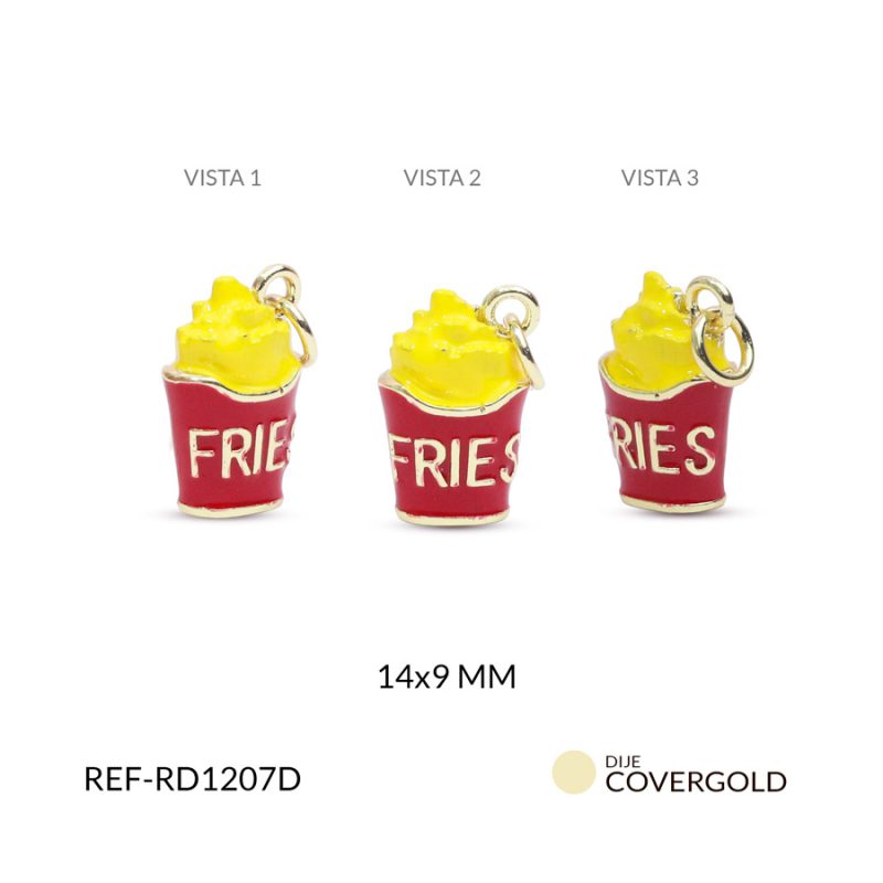 Dije papitas fritas en covergold 14x9mm x und