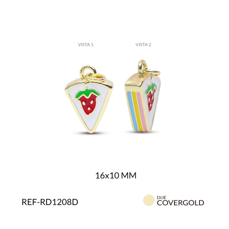 Dije porción de pastel en covergold 16x10mm x und