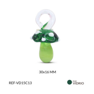 Dije en vidrio hongo verde 30x16mm x und