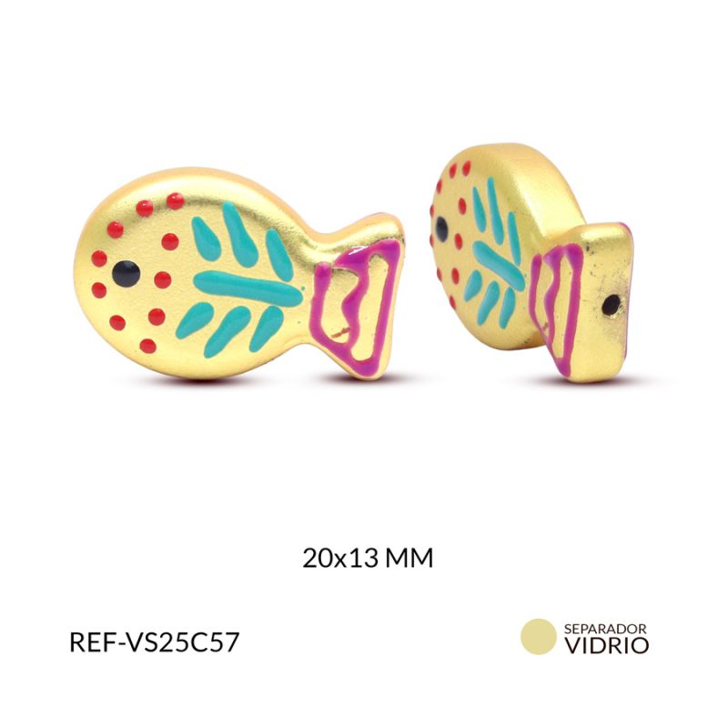Separador en vidrio pez dorado 20x13mm x und
