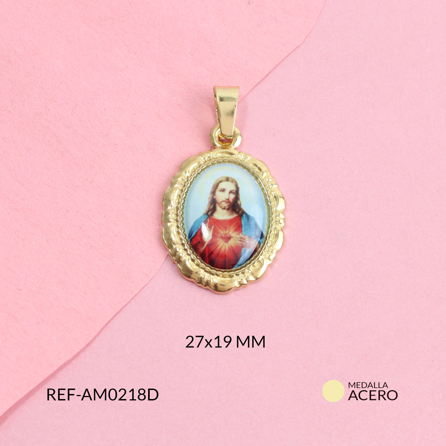 Medalla acero ovalada sagrado corazón de Jesús 27x19mm x und